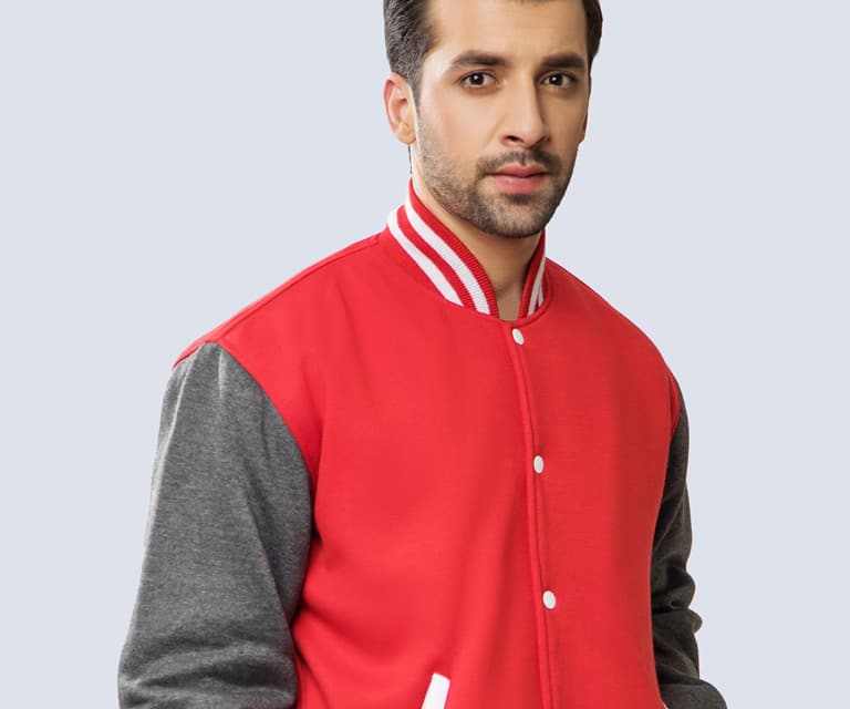  Red and heather gray fleece for senior class students. 