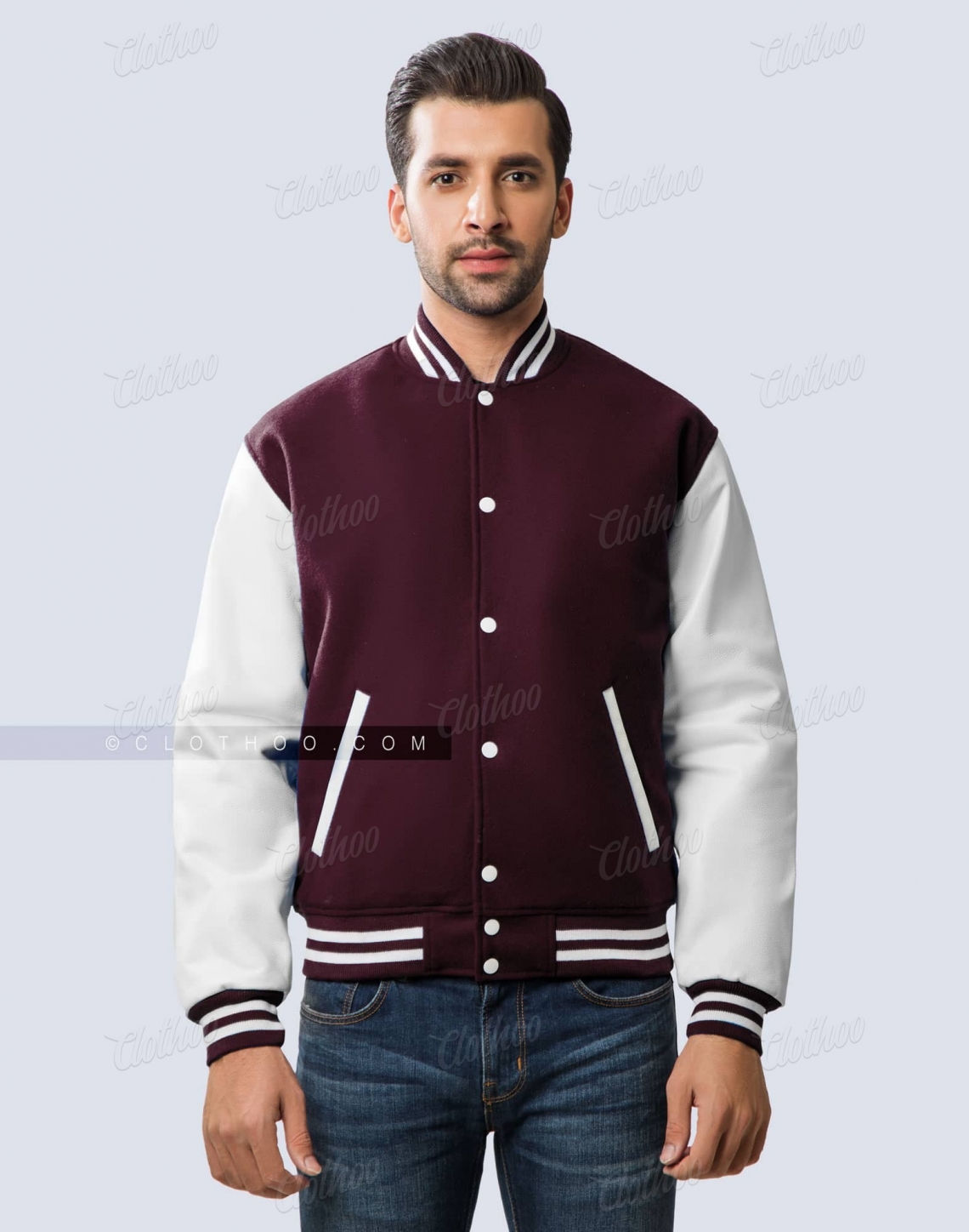 Dark Maroon Varsity Jacket Wool / Leather