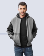 Hooded Grey Varsity Jacket
