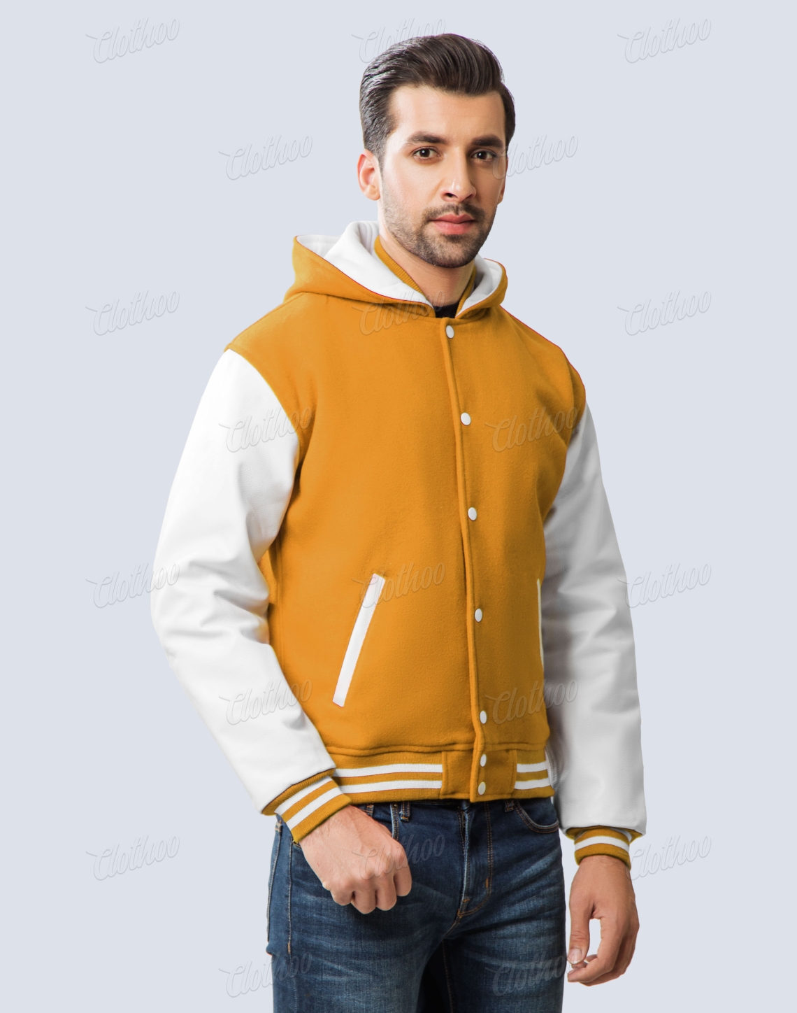 Hooded Letterman Jacket Athletic Gold 2