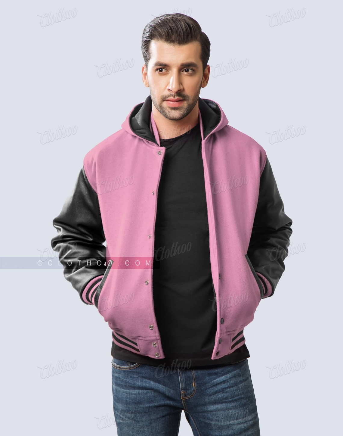 Hooded Varsity Letterman Jacket