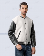 White Body and Black Sleeves Varsity Jacket