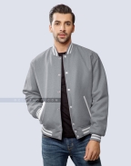 Wool Varsity Jacket Mens Heather Grey
